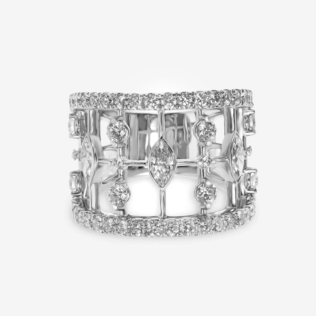 商品Kwiat|Kwiat 18K White Gold, Diamond Wide Band Ring R-13594-0-DIA-18KW-1,价格¥20266,第1张图片