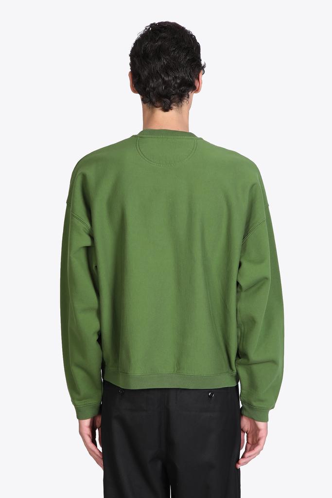 Stussy Relaxed Oversized Crew Green Cotton Crewneck Sweatshirt With Front Embroidery商品第2张图片规格展示