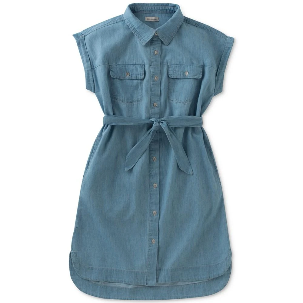 商品Calvin Klein|Big Girls Chambray Shirtdress,价格¥392,第1张图片