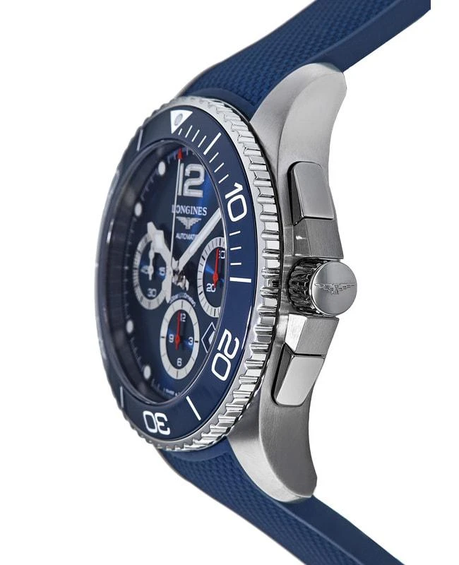 商品Longines|Longines HydroConquest Automatic Chronograph 43mm Blue Dial Blue Rubber Strap Men's Watch L3.883.4.96.9,价格¥14396,第2张图片详细描述