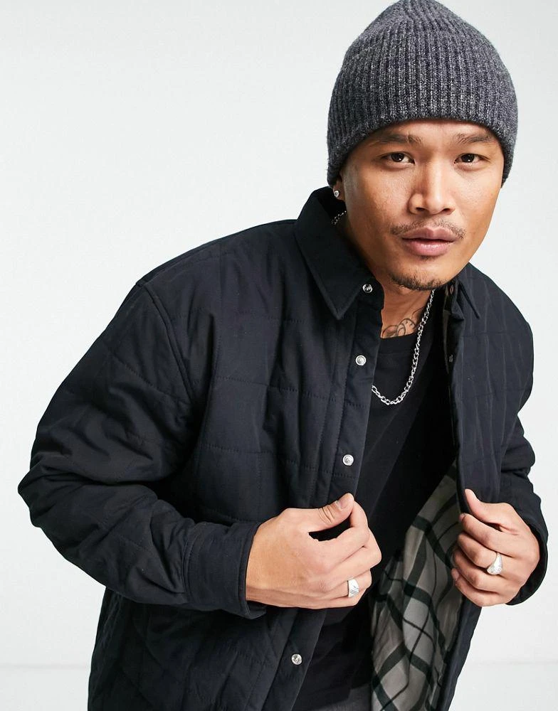 商品Weekday|Weekday raymond padded overshirt in black,价格¥316,第2张图片详细描述