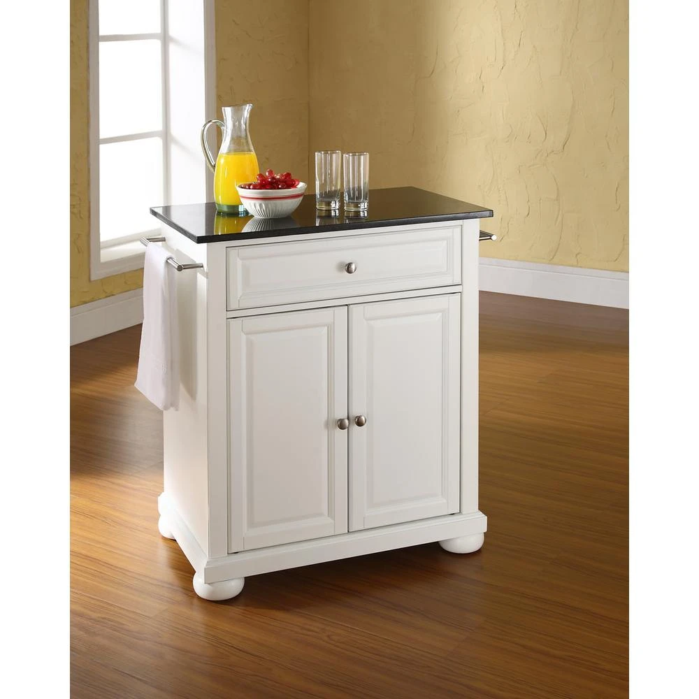 商品Crosley Furniture|Alexandria Granite Top Portable Kitchen Island/Cart White/Black,价格¥3788,第2张图片详细描述