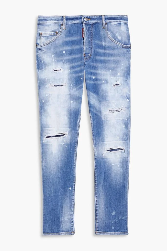 商品DSQUARED2|Skinny-fit painted distressed faded denim jeans,价格¥1313,第1张图片