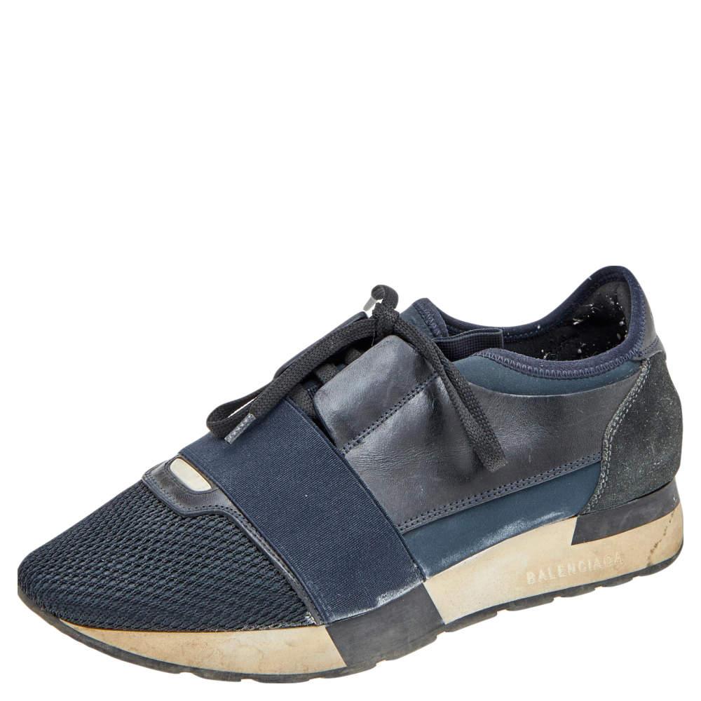 Balenciaga Race Runner Size 38 Black Elastic, Leather and 