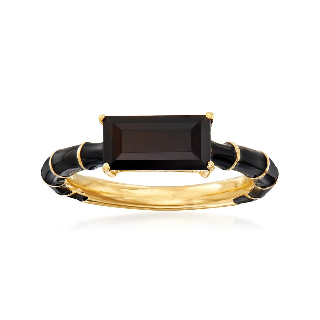 商品Ross-Simons|Black Onyx and Black Enamel Ring in 18kt Gold Over Sterling,价格¥823,第1张图片