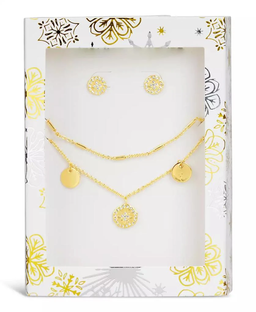 商品Sterling Forever|Cubic Zirconia Stud and Charm Necklace Peace & Joy Gift Set,价格¥324,第1张图片