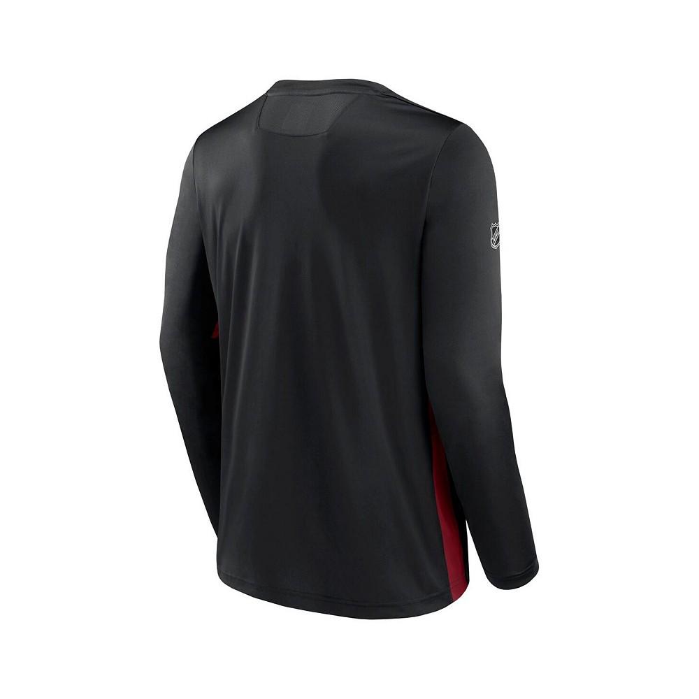 Men's Branded Black Arizona Coyotes Authentic Pro Rink Performance Long Sleeve T-shirt商品第2张图片规格展示