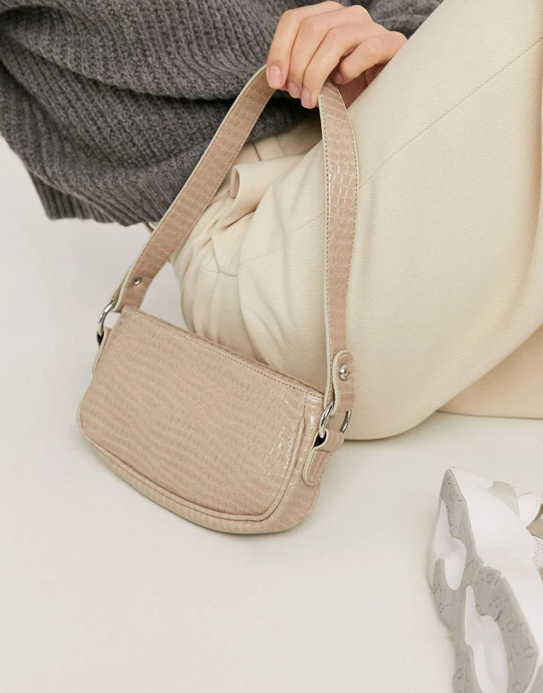 商品ASOS|ASOS DESIGN stone croc effect 90s shoulder bag,价格¥109,第4张图片详细描述