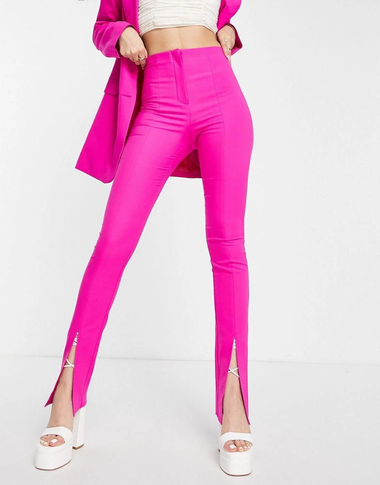 商品AsYou|ASYOU skinny split hem trouser in pink,价格¥144,第1张图片