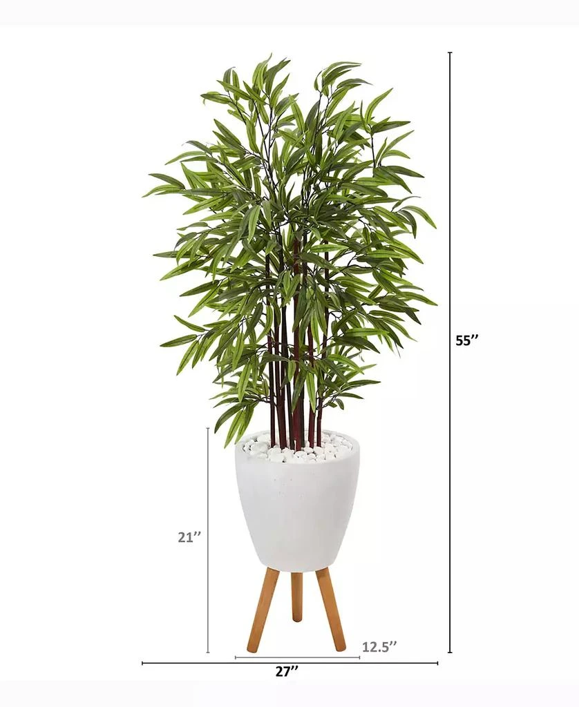 商品NEARLY NATURAL|55in. Bamboo Artificial Tree in White Planter with Stand,价格¥2133,第2张图片详细描述