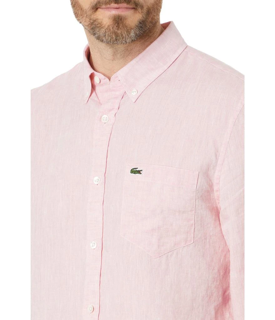 商品Lacoste|Long Sleeve Regular Fit Linen Button-Down with Front Pocket,价格¥680,第3张图片详细描述