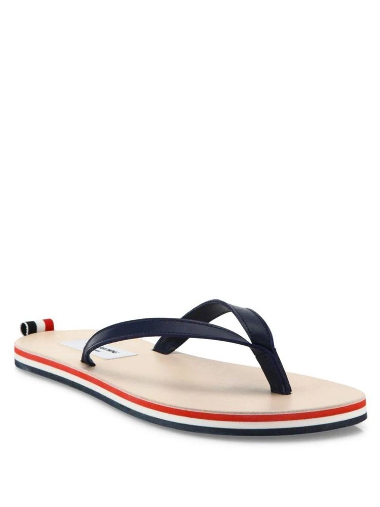 商品Thom Browne|Leather Tricolor Stripe Flip Flops,价格¥3299,第1张图片