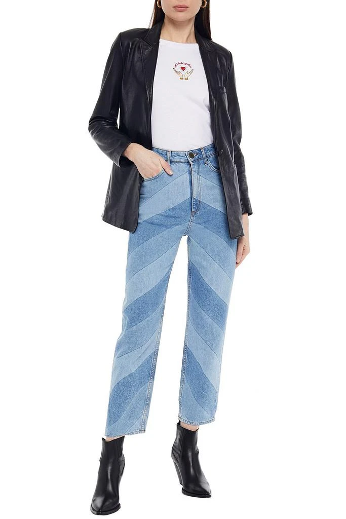 商品Sandro|Diego cropped color-block high-rise straight-leg jeans,价格¥600,第2张图片详细描述