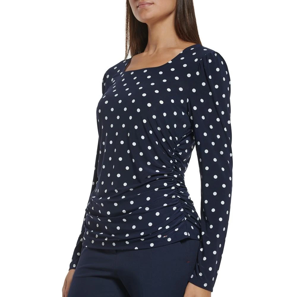 商品Tommy Hilfiger|Women's Polka-Dot Square-Neck Ruched Top,价格¥105,第4张图片详细描述