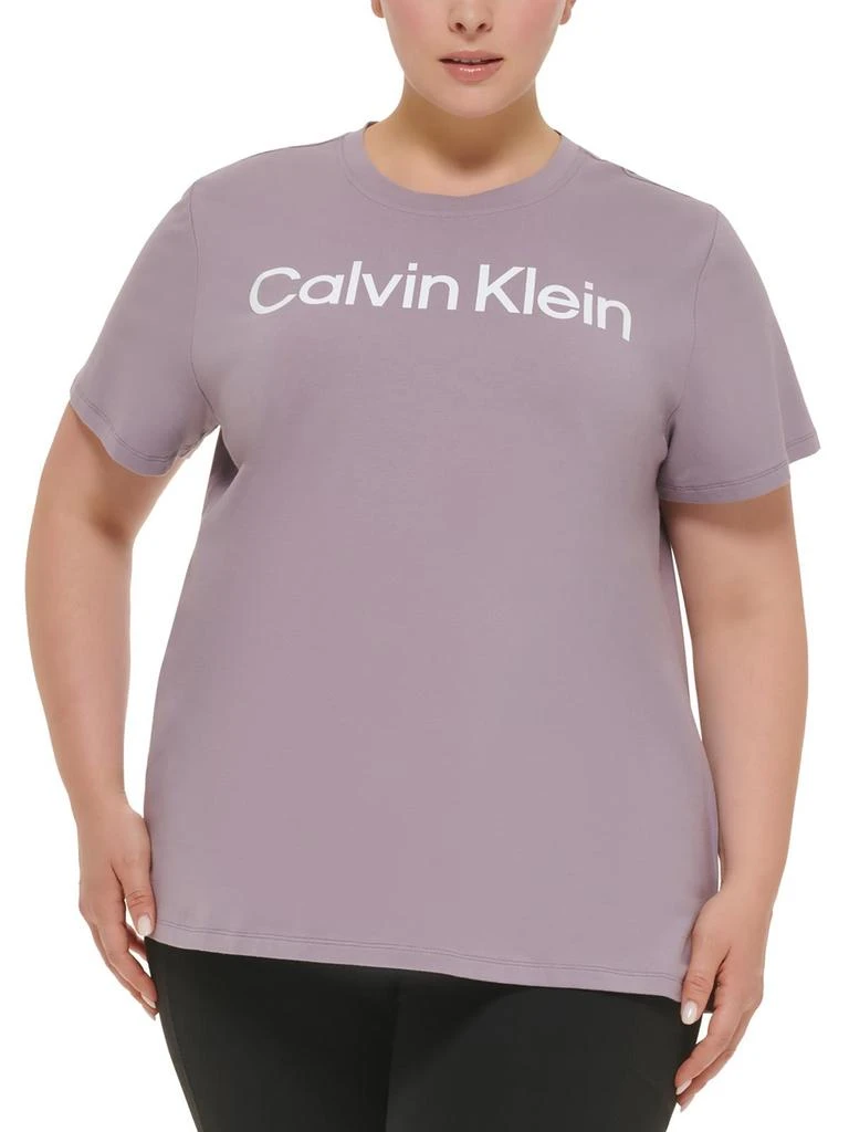 商品Calvin Klein|Plus Womens Logo Crewneck Pullover Top,价格¥194,第4张图片详细描述