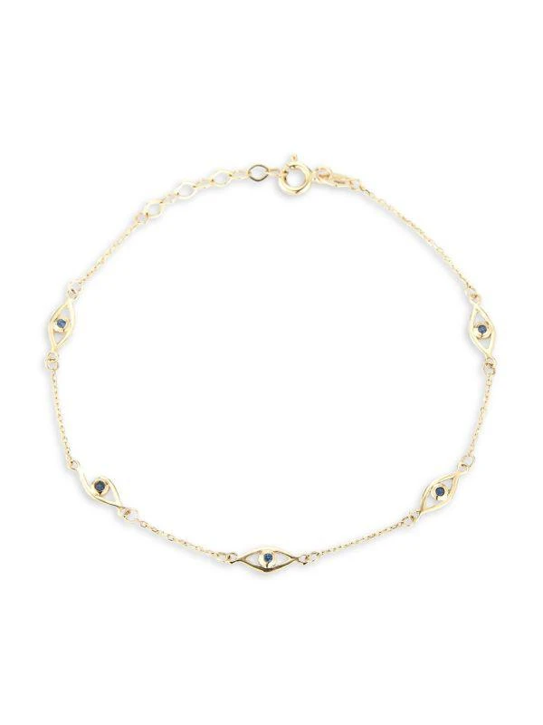 商品Saks Fifth Avenue|14K Yellow Gold & Sapphire Evil Eye Station Bracelet,价格¥2527,第1张图片