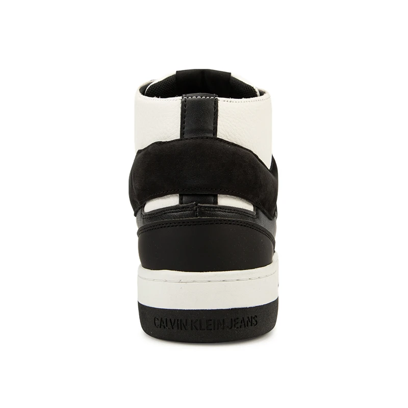 商品[国内直发] Calvin Klein|CALVIN KLEIN 牛皮革 撞色系带 高帮 板鞋 男款 太空黑,价格¥1032,第6张图片详细描述