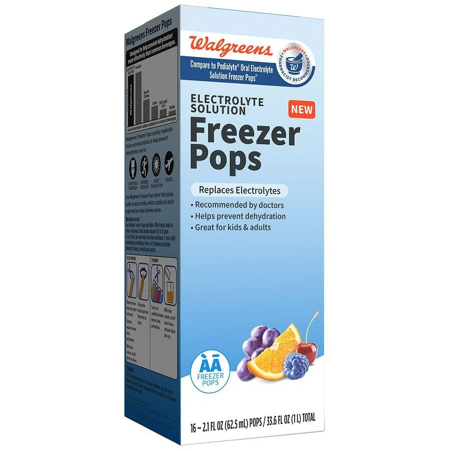 商品Walgreens|Electrolyte Solution Freezer Pops Grape, Blue Raspberry, Cherry & Orange,价格¥36,第2张图片详细描述