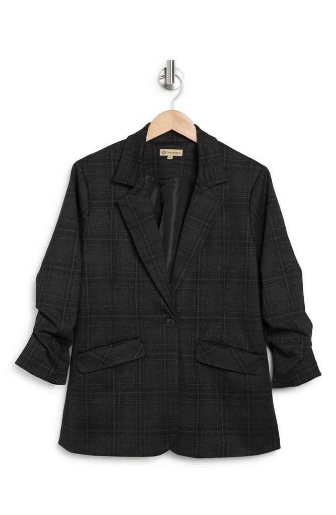 商品Democracy|Three-Quarter Ruched Sleeve Plaid Blazer,价格¥158,第3张图片详细描述