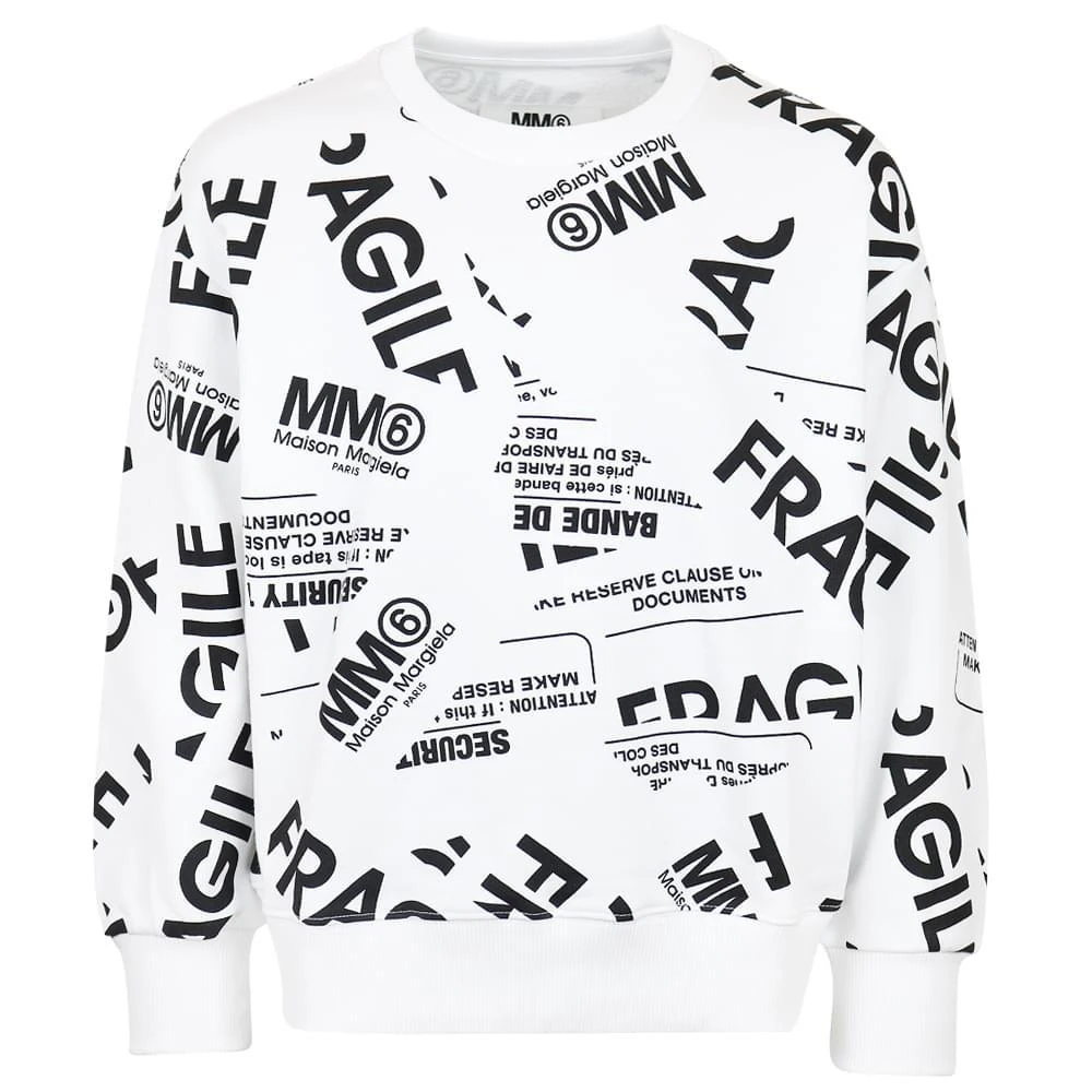 商品MAISON MARGIELA|马吉拉 白色中性破碎logo印花套头衫卫衣,价格¥410,第1张图片