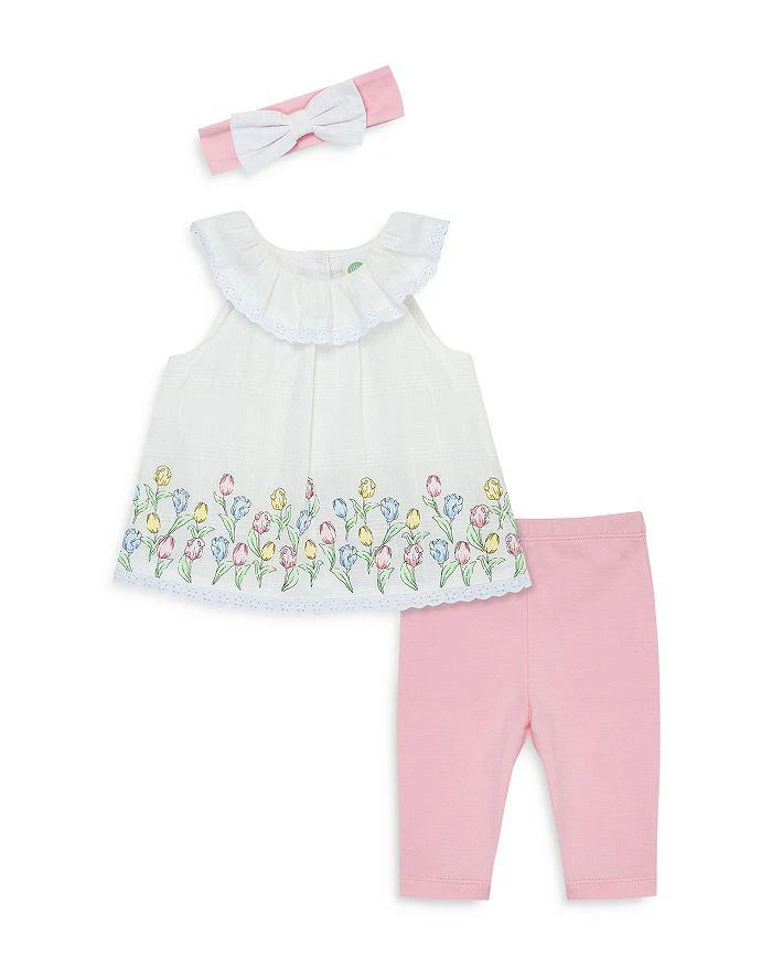 商品Little Me|Girls' Bow Headband, Tulip Border Tunic & Leggings Set - Baby,价格¥210,第1张图片