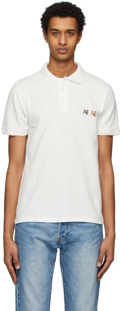 商品Maison Kitsune|White Double Fox Head Polo,价格¥841,第1张图片