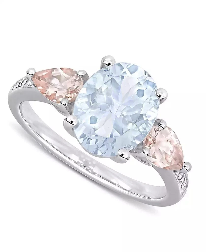 商品Macy's|Aquamarine (2-1/5 ct. t.w.), Morganite (4/5 ct. t.w.) & Diamond Accent Ring in Sterling Silver,价格¥1963,第1张图片