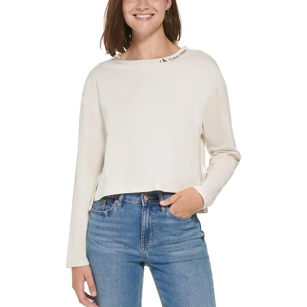 商品Calvin Klein|Women's Cotton Crewneck Logo High-Low T-Shirt,价格¥112,第1张图片