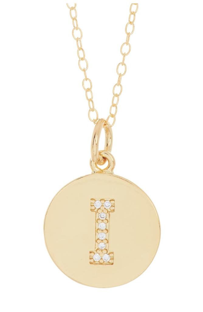 14K Gold Plated Cubic Zirconia Initial Disc Pendant Necklace商品第10张图片规格展示