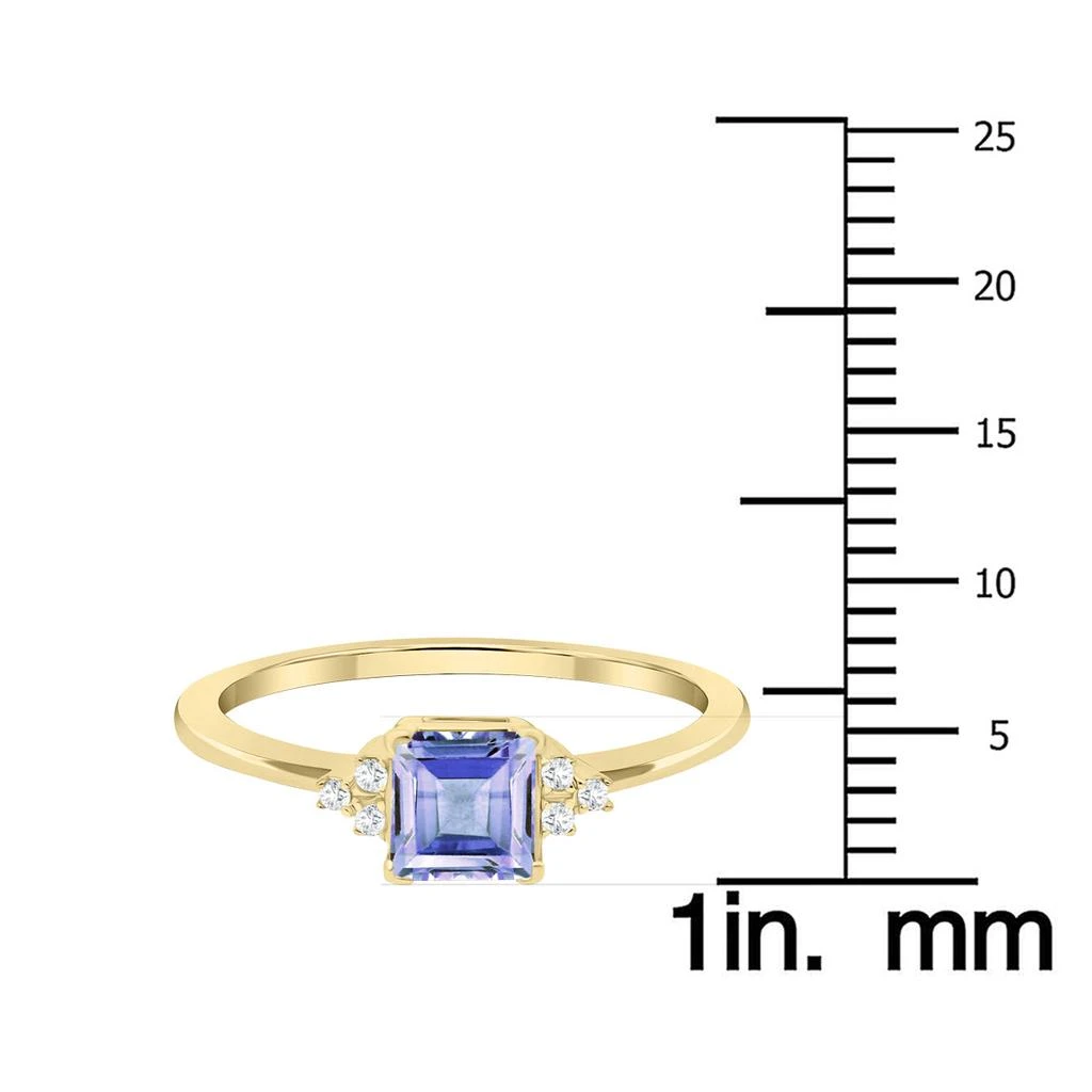 商品SSELECTS|Women's Square Shaped Tanzanite And Diamond Half Moon Ring In 10K Yellow Gold,价格¥2168,第5张图片详细描述