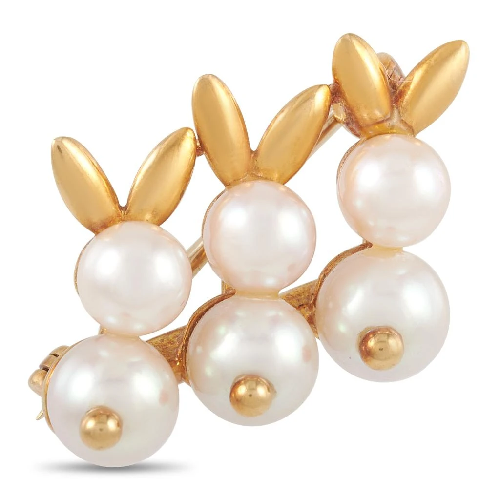 商品[二手商品] Van Cleef & Arpels|Van Cleef & Arpels 18K Yellow Gold Triple Rabbits Pearl Brooch,价格¥17547,第1张图片
