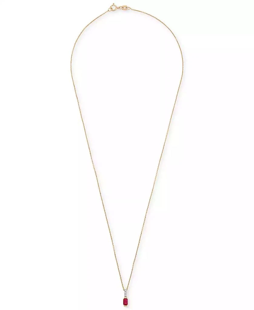 商品Macy's|2-Pc. Set Lab-Created Ruby (3/4 ct. t.w.) & Diamond (1/20 ct. t.w.) Emerald-Cut Pendant Necklace & Ring in 14k Gold-Plated Sterling Silver,价格¥985,第4张图片详细描述