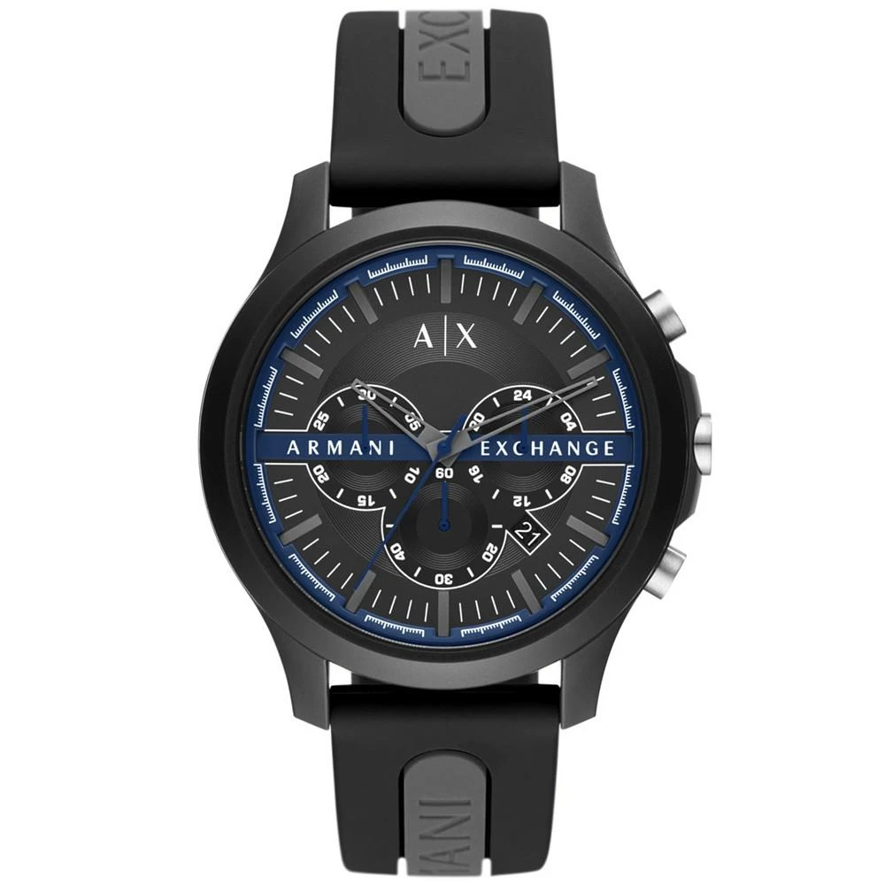 商品Armani Exchange|Men's Chronograph Black and Gray Silicone Strap Watch, 46mm,价格¥524,第1张图片