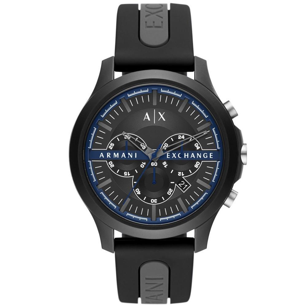 商品Armani Exchange|Men's Chronograph Black and Gray Silicone Strap Watch, 46mm,价格¥1027,第1张图片