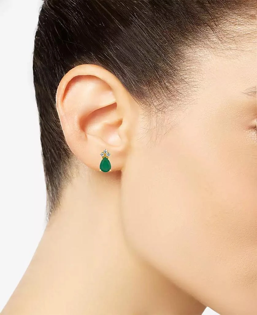 商品Macy's|Emerald (1-3/8 ct. t.w.) and Diamond (1/8 ct. t.w.) Stud Earrings in 14k Yellow Gold (Also in Sapphire),价格¥10910,第2张图片详细描述