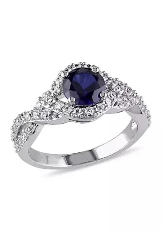 商品Belk & Co.|Co. Lab Created 2 1 10 Ct Tgw Created Blue And Created White Sapphire Crossover Twist Ring In Sterling Silver,价格¥593,第1张图片