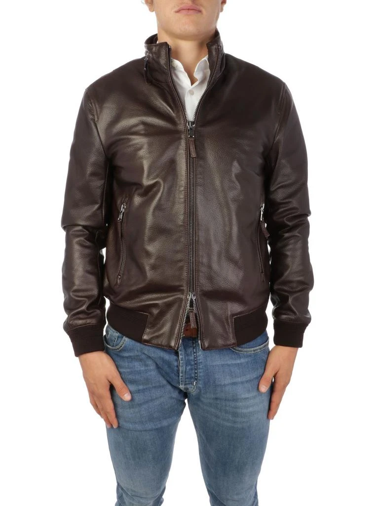 商品THE JACK LEATHERS|The Jack Leathers Men&#39;s  Brown Leather Outerwear Jacket,价格¥4201,第1张图片