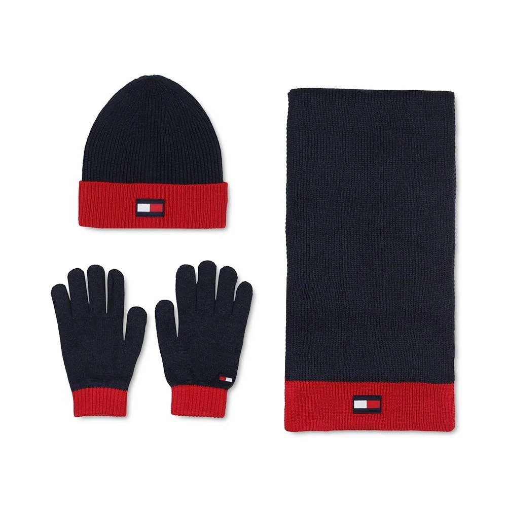 商品Tommy Hilfiger|Men's Flag Patch Beanie, Gloves & Scarf Set,价格¥387,第1张图片