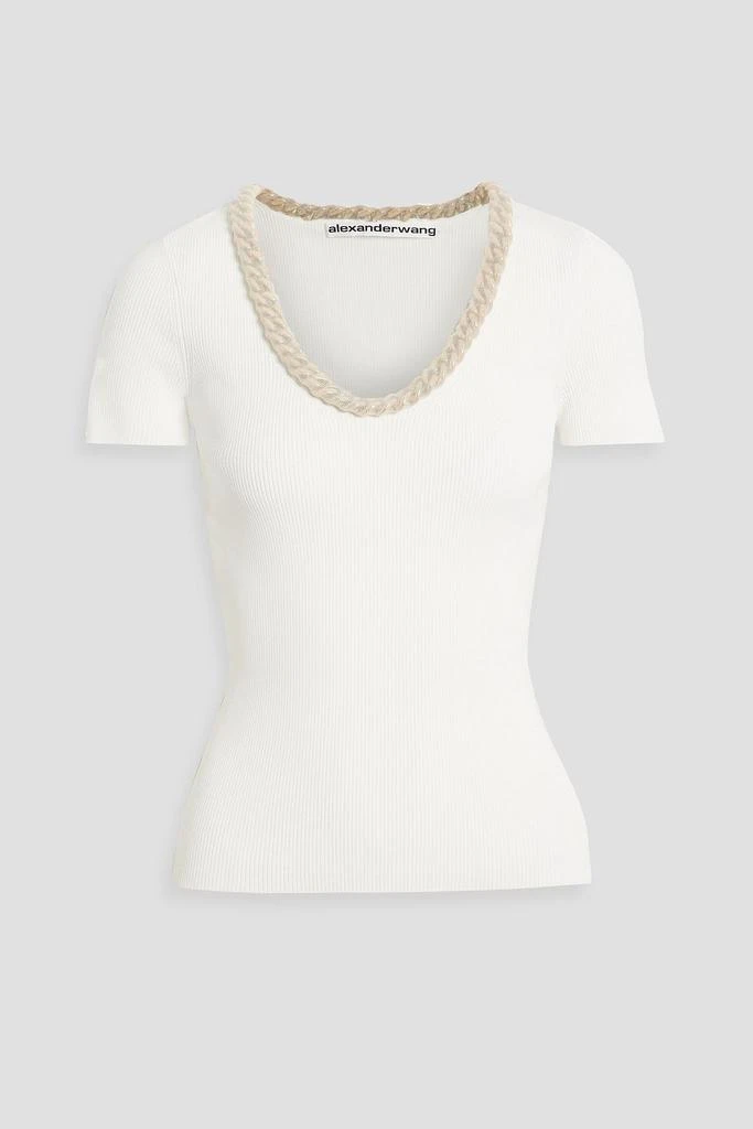 商品Alexander Wang|Chain-embellished ribbed-knit top,价格¥2385,第1张图片