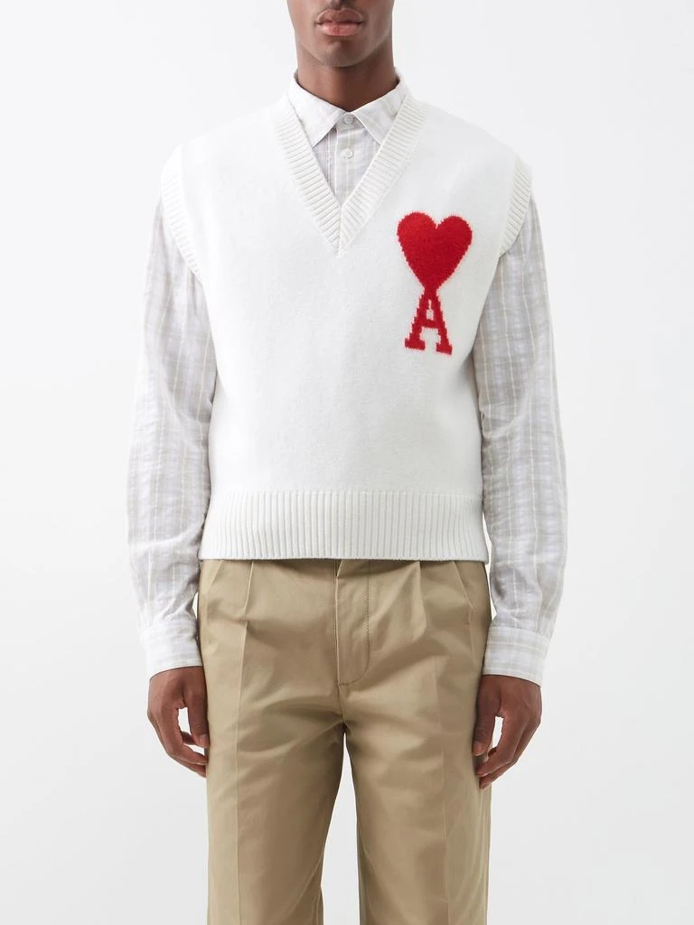 商品AMI|Ami de Cœur-logo wool sweater vest,价格¥2607,第1张图片