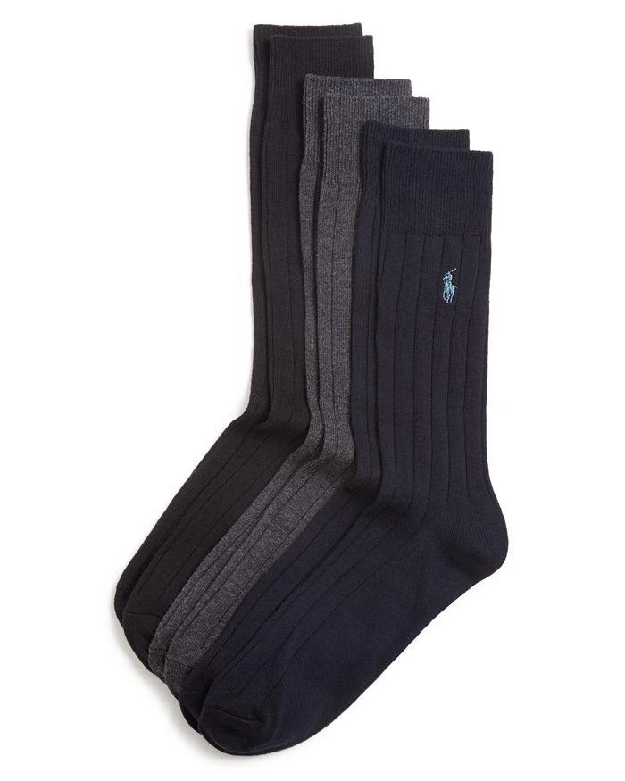 商品Ralph Lauren|Solid Ribbed Dress Socks, Pack of 3,价格¥133,第1张图片