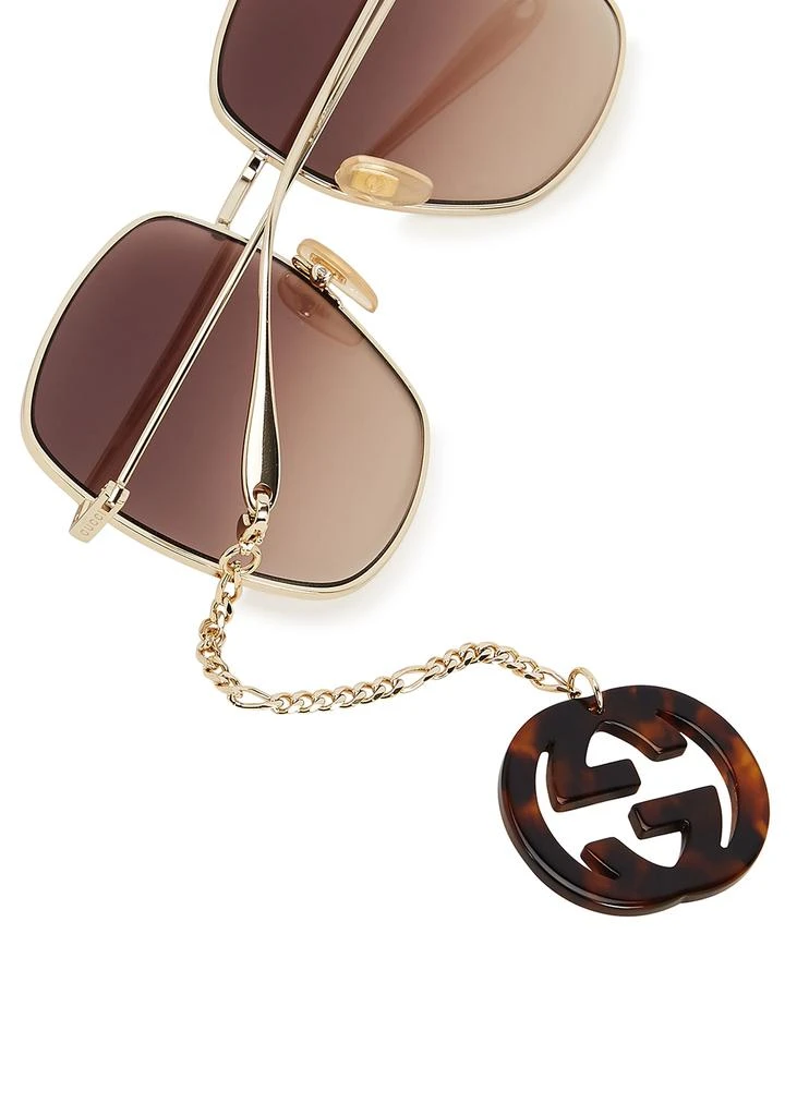 商品Gucci|Gold-tone oversized square-frame sunglasses,价格¥2236,第3张图片详细描述