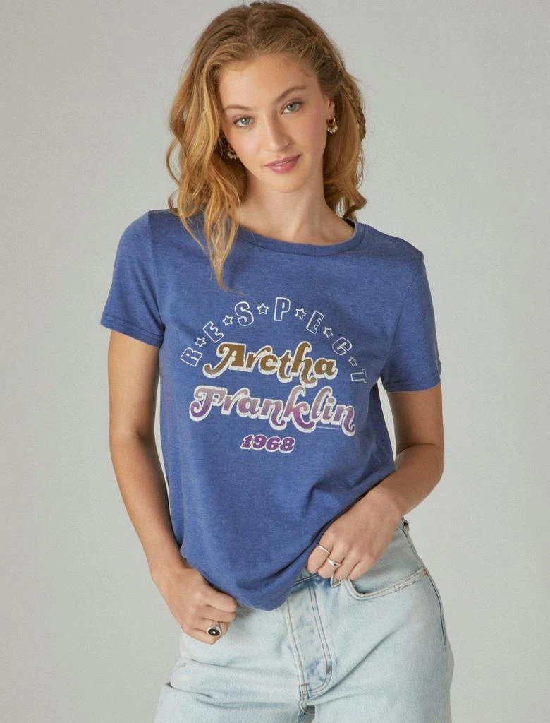 商品Lucky Brand|Lucky Brand Women's Aretha Franklin Respect Boyfriend Tee,价格¥80,第1张图片