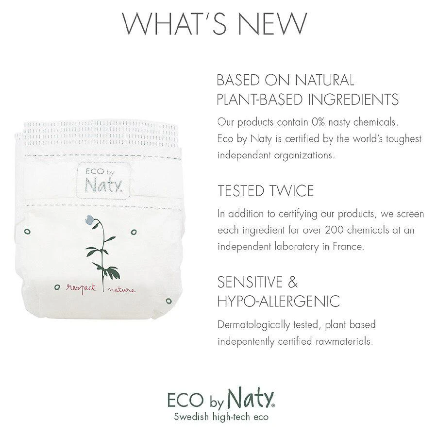 商品Eco by Naty|Disposable Diapers for Sensitive Skin Size Newborn,价格¥82,第4张图片详细描述