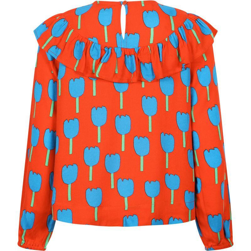 商品Stella McCartney|Tulips print ruffled detailing blouse in red and blue,价格¥707,第4张图片详细描述