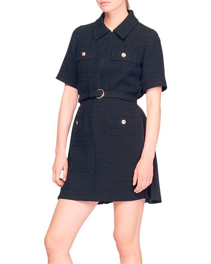 商品Sandro|Nour Tweed Shirt Dress,价格¥3687,第3张图片详细描述