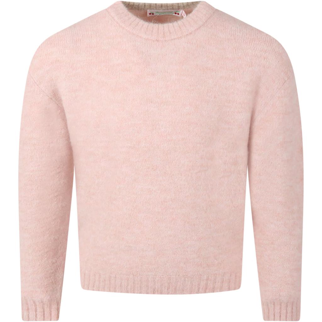 Bonpoint Pink Sweater For Girl With Iconic Cherries商品第1张图片规格展示