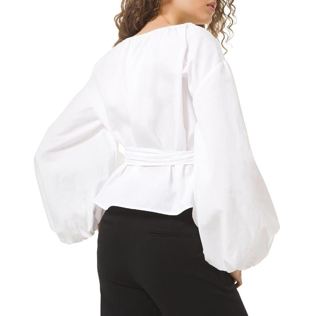 商品Michael Kors|MICHAEL Michael Kors Womens Cotton Surplice Wrap Top,价格¥419,第4张图片详细描述