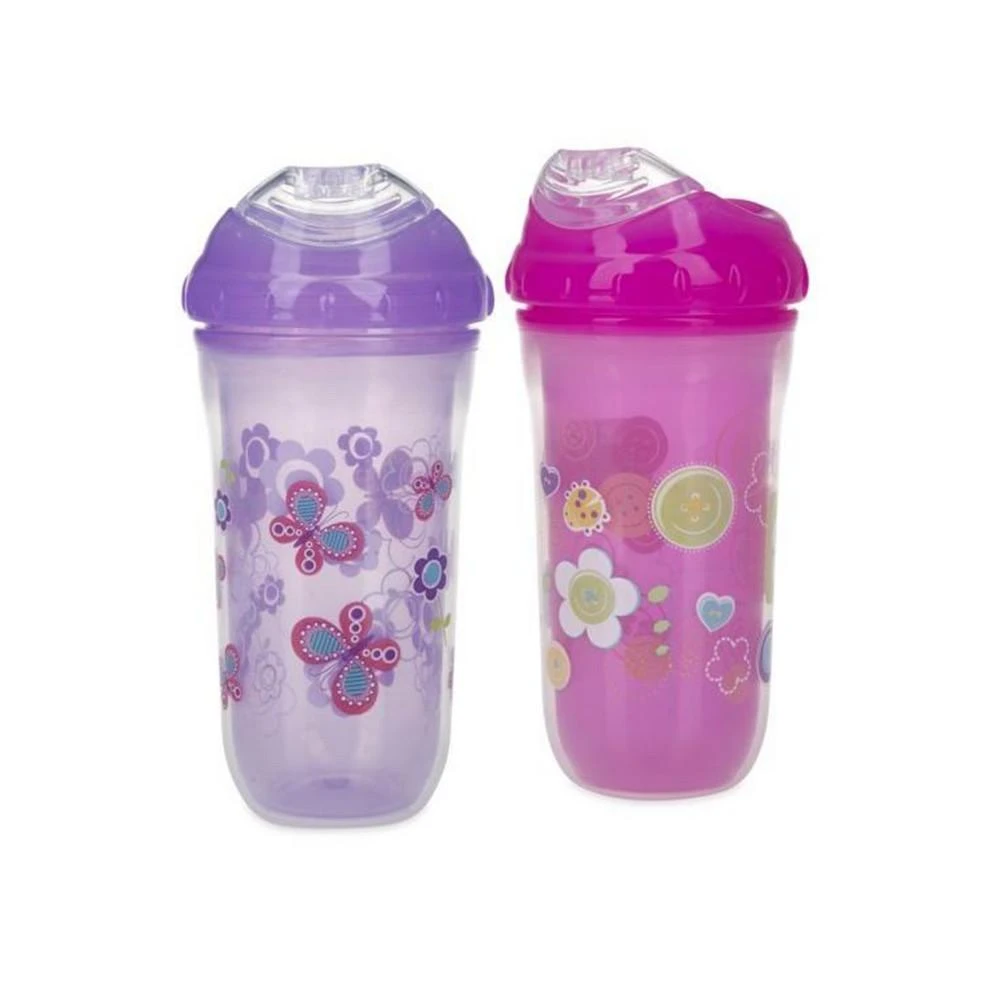 商品Nuby|No-Spill Insulated Cool Sipper, 9 Ounce, 2 Pack, Pink, Purple,价格¥186,第1张图片