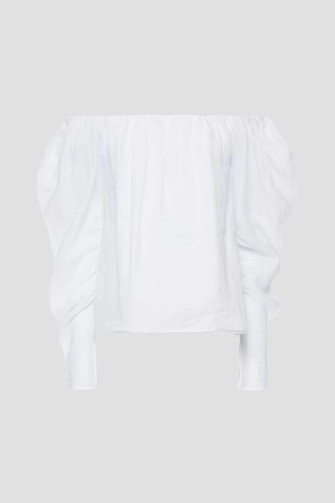 商品FRAME|Off-the-shoulder cropped ramie-mousseline top,价格¥624,第3张图片详细描述